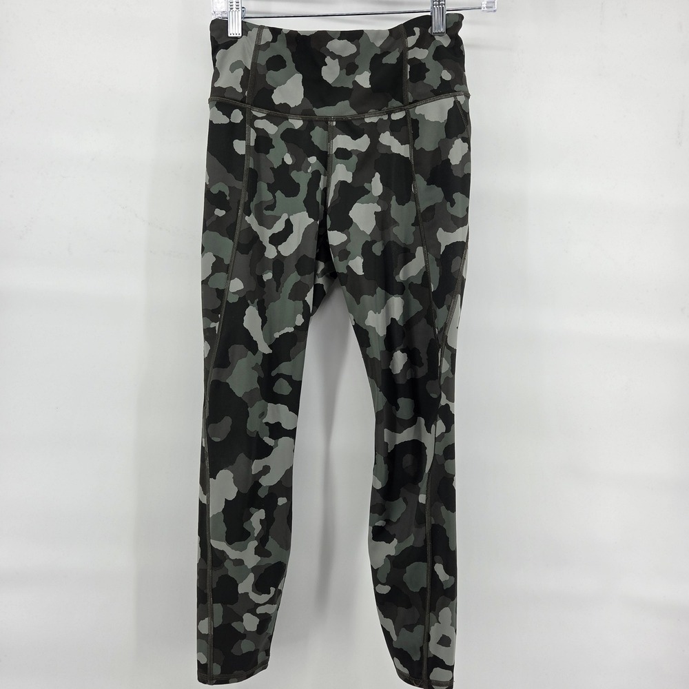 Athleta Lightning Camo 7/8 Tight Leggings Small Green‎ Athletic Workout